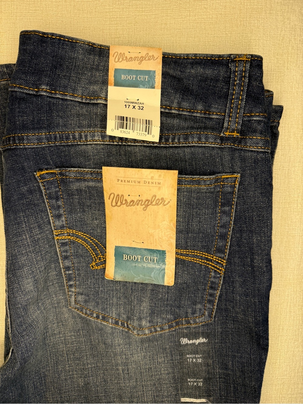 Wrangler Dark Blue Denim Boot Cut Jeans